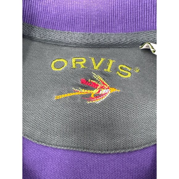 Orvis Long‎ Sleeve Polo Shirt Size Large Tall Purple Collar - Picture 4 of 5